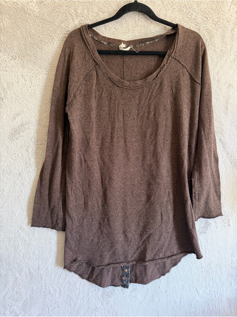 We tge Free Women's Brown Scoop Neck Long Sleeve Top